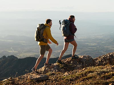 two hikers wearing Rab clothes